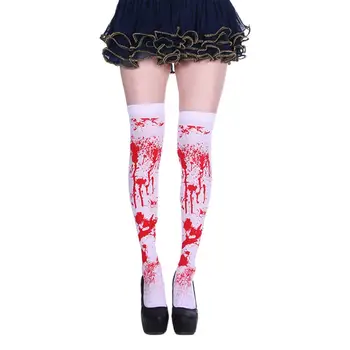 1 пара женских чулок, забавный элемент Хэллоуина, запятнанные кровью чулки, женские чулки выше колена