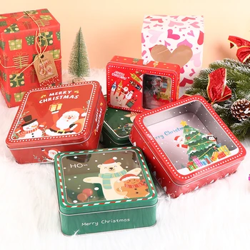 1 шт., коробка для конфет Merry Christmas, Мини-Жестяная коробка, Запечатанная банка, Органайзер для ювелирных изделий, Подарочная коробка для выпечки конфет, чехол для домашнего Рождества