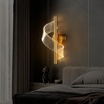 1 Шт. Светодиодный настенный светильник, Спиральное внутреннее освещение, Золотой Домашний прикроватный светильник для гостиной, коридора, Декоративный настенный светильник