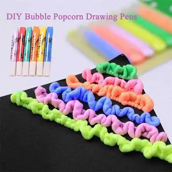 12шт Пухлая ручка для 3D-печати DIY Bubble Popcorn Цветная краска Набор ручек для рисования Детские Товары для рукоделия Подарок на день рождения