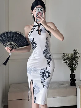 2023 Белое Сексуальное платье с открытыми плечами в цветочек, Женское Элегантное Облегающее мини-платье с вырезом на шее, Летнее Корейское повседневное Праздничное платье для выпускного вечера