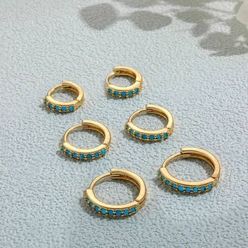2023 Новые Безудержные Бирюзовые Круглые серьги-кольца для женщин, Модные Круглые Золотые Металлические Маленькие серьги-сережки, Ювелирные подарки