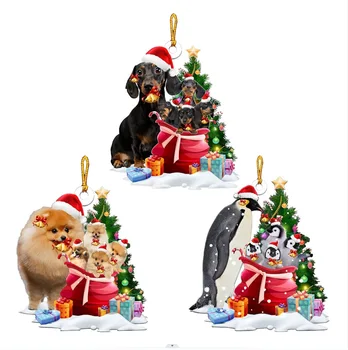 2023 Рождественское Украшение в виде капли Новогодние Принадлежности для праздничных Вечеринок Подвеска в виде Елки Милый Котенок Собака Кошка Украшение для животных Рождественский Подарок