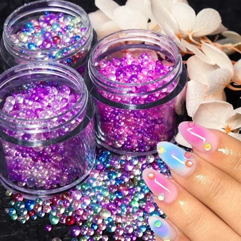 3 шт./компл. Сверкающие стразы для ногтей Aurora Caviar Стеклянные бусины, Мини Красочные Кристаллы, 3D Подвески для ногтей, Набор принадлежностей для маникюра DIY