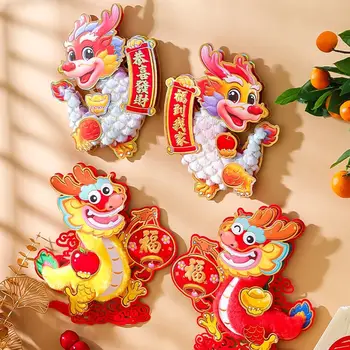 3D Окно Цепляется За Портативный Традиционный Символ Фу Китайское Новогоднее Украшение Трехмерная Подвесная Наклейка На Дверь Дома