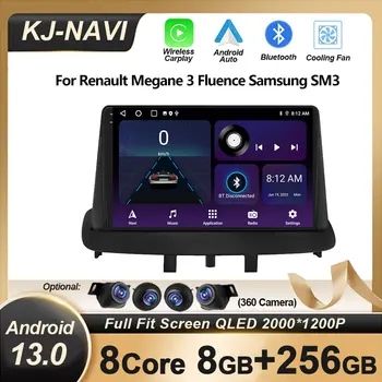 Android 13 Navi GPS Автомобильное Радио Для Renault Megane 3 Fluence Samsung SM3 2008-2014 Мультимедийный Беспроводной Carplay Auto QLED DSP FM