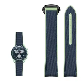 PCAVO Ремешок для часов С Изогнутым Концом НОВЫЕ Резиновые Силиконовые Ремешки для Часов 20 мм Ремешок Для Часов Omega X Swatch Joint MoonSwatch celestial