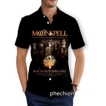 phechion, Мужские пляжные рубашки с коротким рукавом, MOONSPELL Band, Повседневные рубашки с 3D принтом, Модная Уличная одежда, Мужские топы X272