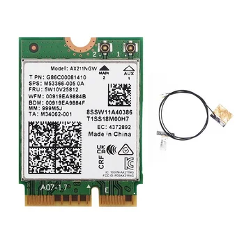 WiFi 6E AX211NGW Трехдиапазонная Беспроводная Сетевая карта Wifi 2,4 G/5G/6 ГГц для Bluetooth 5,2 AX211 M.2 KeyE CNVio Windows10