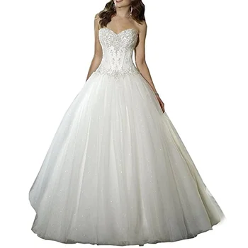 Бальное платье принцессы Свадебные платья из тюля с блестками, кружевные аппликации, Белое вечернее платье Vestidos de novia