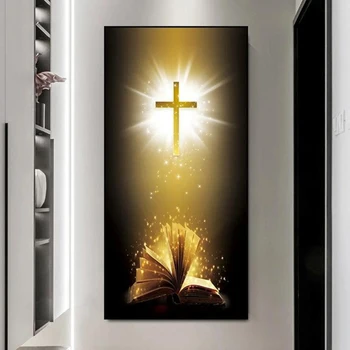 Библия с крестом, большой размер, 5d, набор для алмазной живописи, полный набор для вышивания крестиком с мозаичным пейзажем Ручной работы R208