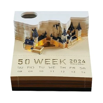 Блокнот с календарем Cube Castle LED 3D Блокнот для заметок Рождественский подарок на День Рождения