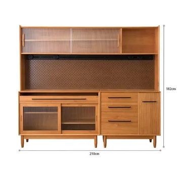 Буфетный шкаф, интегрированный с высоким шкафом у стены, простой современный японский чайный шкафчик с отверстиями для гостиной до верха