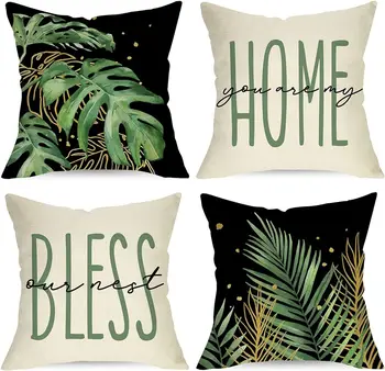 Весенняя декоративная наволочка из пальмовых листьев, тропическое растение монстера, украшение диванной подушки, чехол для подушки 45x45