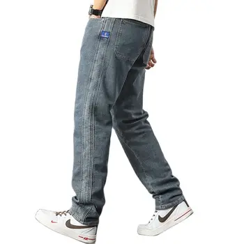 Весенняя мода, свободные мешковатые джинсы, большие размеры, мужские повседневные прямые брюки, уличная одежда, джинсовые штаны-шаровары в стиле хип-хоп, одежда