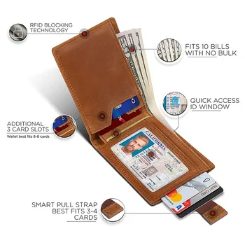 Винтажный мужской кошелек из натуральной кожи, держатель для карт RFID, минималистичный держатель для кредитных карт, мини-кошельки для мужчин