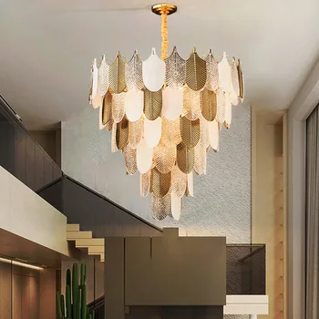 Дизайнерская люстра в стиле постмодерн из нержавеющей стали в стиле ар-деко со светодиодной подсветкой Lustre Подвесной светильник Lampen для столовой