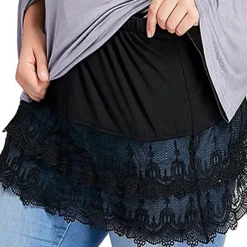 Женская нижняя юбка с эластичной кружевной отделкой на талии, многослойные съемные топы в тон, перспективная прозрачная занавеска для ягодиц большого размера