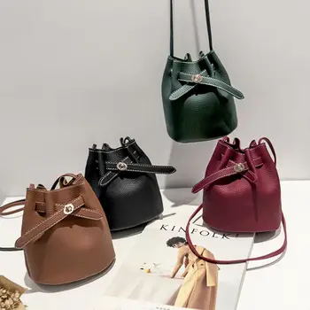 Женская сумка-мешок, сумка через плечо во французском стиле, женская сумка из искусственной кожи, однотонная ретро-сумка через плечо, кошелек для монет