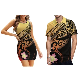 Женское платье для летнего пляжа в Полинезии, мужская рубашка, сексуальное платье-футляр для отдыха на Гавайях, комплект для пары