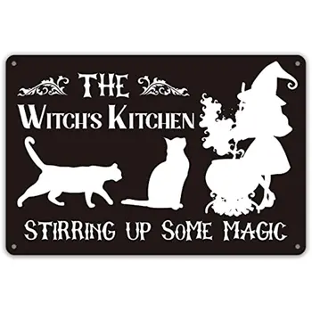 Забавная цитата из кухни Ведьмы, Металлическая жестяная вывеска, декор стены, Кухня Ведьмы, создающая волшебный знак для домашнего декора, подарки, плакат