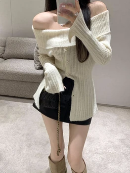Зимний белый вязаный свитер, Женский Элегантный милый пуловер, свитер, женские модные теплые топы в корейском стиле 2022