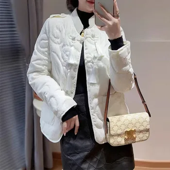 Зимняя мода 2023 года, новая высококачественная куртка на пуговицах в стиле тяжелой промышленности в ретро-китайском стиле с тонкой вышивкой в виде лягушки
