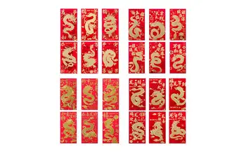 Китайские новогодние красные конверты Красный карман Новогодний подарок Счастливые Денежные конверты Подарочный конверт с драконом Детские подарки Фестивальные принадлежности