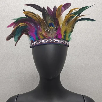 Костюм с короной из павлиньих перьев, индийская повязка на голову, Декоративный головной убор для танцевального шоу, карнавала, представления на Хэллоуин, Porp