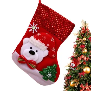 Красные рождественские чулки 10x7 дюймов, Детские Рождественские чулки с 3D рисунком, Большие рождественские аксессуары, Моющиеся украшения