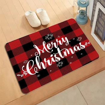 Красный ковер с рождественским рисунком, коврик для входной двери, Нескользящий коврик для гостиной, кухни, спальни, коврик, коврики для пола, домашний декор