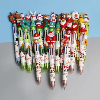 Креативная Пластиковая Мультяшная Рождественская ручка, Многоцветная шариковая ручка, носки с изображением Лося Санты, Кукла, Канцелярские принадлежности для студентов, Рождественский подарок