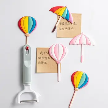 Милый радужный зонтик, воздушный шар, магнит на холодильник с крючком, магнитная наклейка для сообщения, Настенный магнит на холодильник из смолы