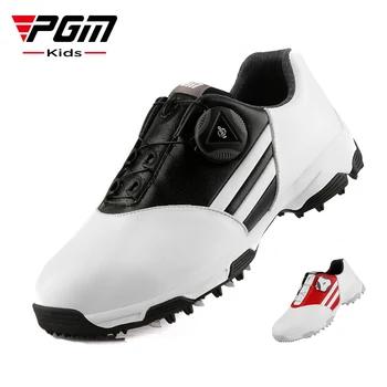 Новая Детская обувь для гольфа PGM Для мальчиков, Весенне-Летняя Водонепроницаемая Спортивная Обувь Для молодежи, Вращающиеся Шнурки, Кожаная Повседневная Спортивная Обувь