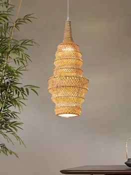 Новые китайские подвесные светильники традиционного бамбукового плетения LED E27 для домашнего декоративного освещения в помещении Ресторан Проживание в семье Отель Кабинет