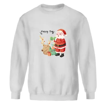 Новые толстовки, свитшоты с рождественским принтом Санта-Клауса, мужские и женские Модные пуловеры с круглым вырезом, Флисовая теплая верхняя одежда, зимняя одежда
