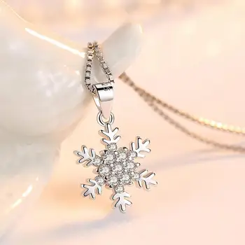 Ожерелье с подвеской в виде снежинки из стерлингового серебра 925 пробы, цепочка на шею с блестящим цирконием для женщин, подарок на помолвку, изысканные ювелирные изделия BSN365