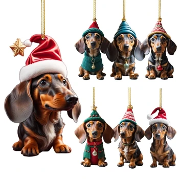Праздничная собака, украшение на Рождественскую елку, Забавные собаки-таксы, украшение для праздничных торжеств, 7 шт./компл.