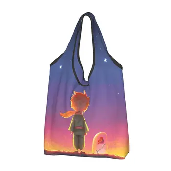 Продуктовые сумки Little Prince, прочные Большие, многоразовые, перерабатываемые, складные, сверхпрочные эко-сумки для покупок Star Rose, прилагаемый чехол