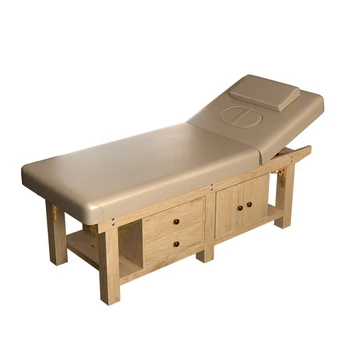 Простые массажные столы из массива дерева, Современная косметическая кровать для сбора ушей, Специальная массажная кровать с ящиком для хранения, шкаф для салона мебели