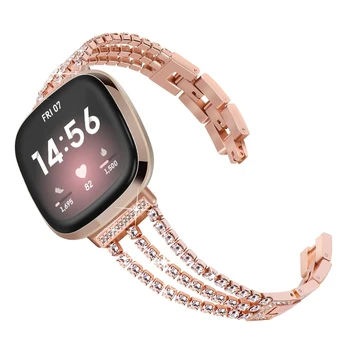 Ремешок из нержавеющей стали для Fitbit Versa 3 Band для женщин, браслет с бриллиантом, замена браслета Fitbit Sense, смарт-часы
