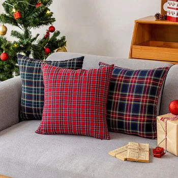 Рождественский декор, красные клетчатые наволочки, Клетчатая наволочка, клетчатая декоративная наволочка, чехол для дивана, домашний декор для дивана
