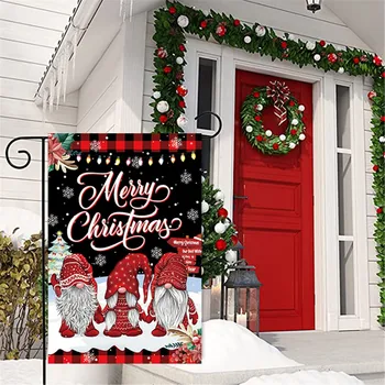 С Рождеством, Олень, Санта, Садовые флаги, Подвесной Орнамент, дверь крыльца, Льняной баннер, Рождественские украшения для дома на открытом воздухе