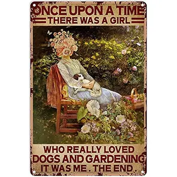 Садовый железный плакат, девушка любит собак и садоводство, винтажная жестяная вывеска для спальни, домашнего отеля, бара, кафе, наружного украшения стен