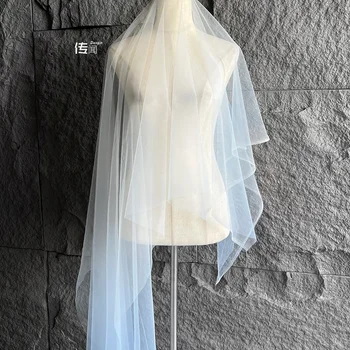 Сине-белая сетчатая ткань, Тонкий Мягкий креативный Головной убор, свадебное платье, Дизайнерская ткань, Материал для шитья одежды.