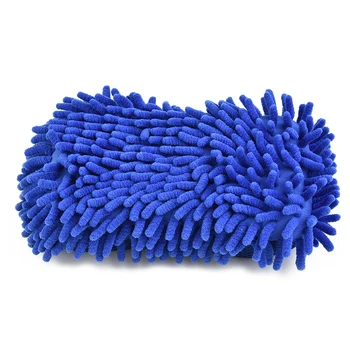 Синельная губка для мытья автомобилей из синели из микрофибры синего цвета, хорошо впитывающая влагу и мягкая, без царапин и завитков, подходит для автомобилей, полов и многого другого.