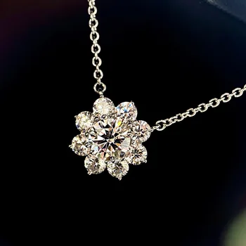 Синтетический Муассанит Цветок Подсолнуха Ожерелье Женское кольцо Полный Набор сережек с бриллиантами и цирконами