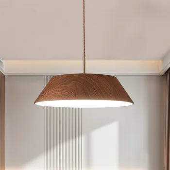 Скандинавский винтажный подвесной светильник из бревенчатого дерева, металлический абажур для столовой, подвесной светильник, минималистичные декоративные светильники для дома