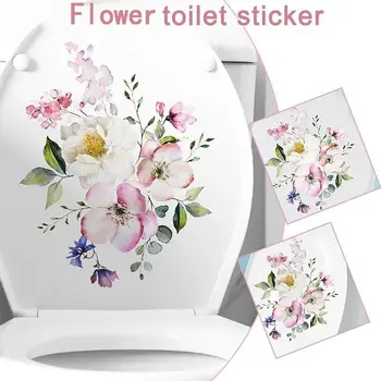 Современные наклейки с цветами, самоклеящиеся настенные наклейки, Картины, украшения для ванной комнаты