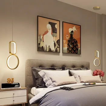Современный светодиодный подвесной светильник для прикроватной тумбочки Спальни гостиной Художественная минималистичная люстра Квадратного дизайна Подвесной светильник Осветительный прибор